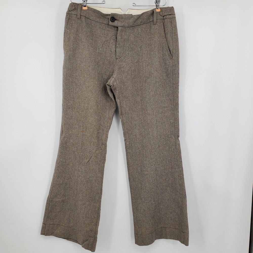 Banana Republic Brown Wool Blend Wide Leg Tweed Trousers Pants Sz 12 338283-00